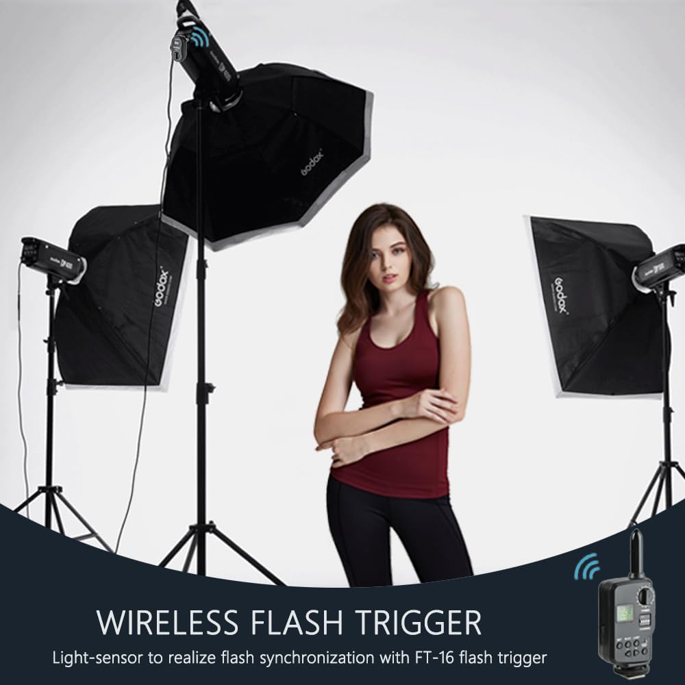 750W Studio Strobe Flash Light Kit, 3-Light Godox Strobe Lighting Kit for Photography, 3x250W 5600K Monolights with
