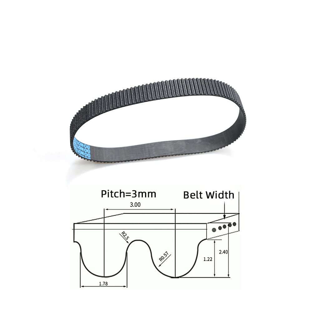 5PCS Arc HTD 3M Timing Belt Rubber Closed Loop Synchronous Pitch 3mm,Width 9mm,3M 225(Teeth75)