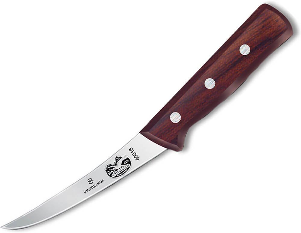 Wood 5" Boning Knife, Curved, Semi-stiff Blade, Brown