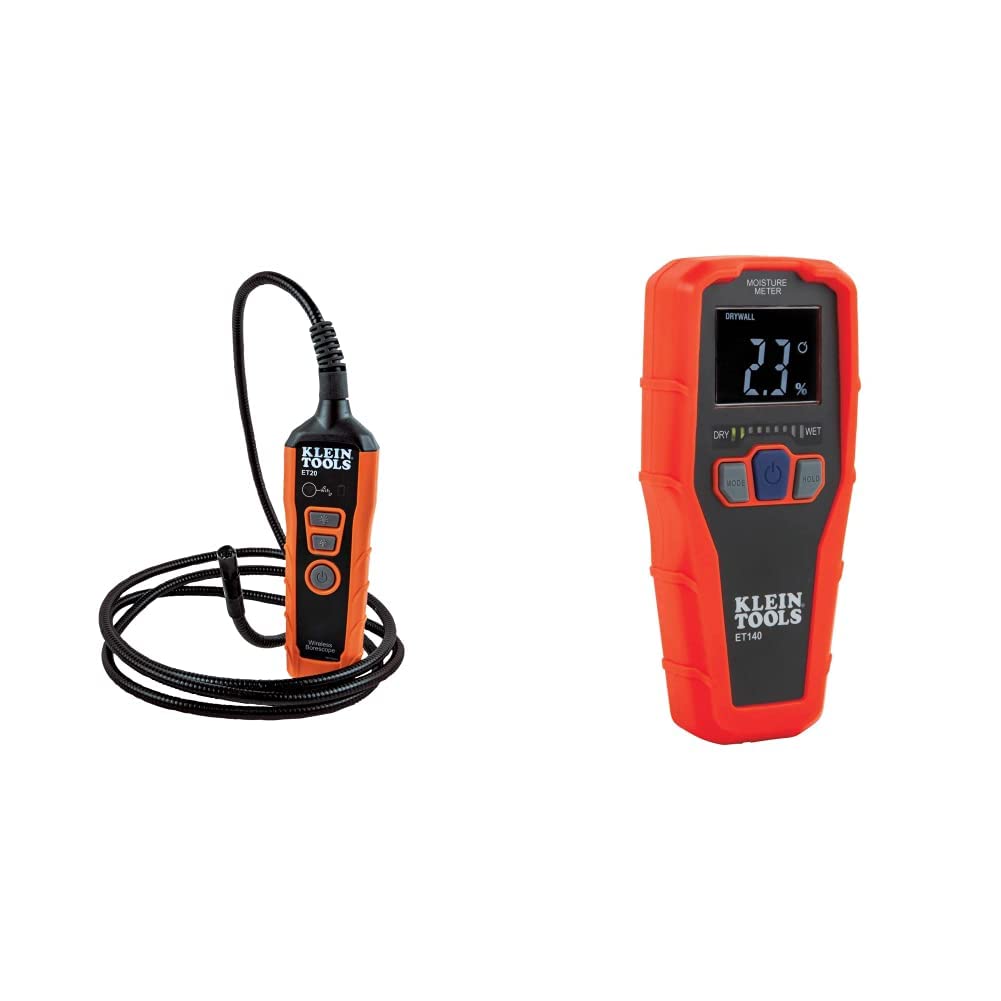 Klein Tools ET20 WiFi Borescope Inspection Camera + ET140 Pinless Moisture Meter Bundle