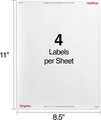Shipping Labels, 3.5x5 Inch, White, Laser/Inkjet, 4/Sheet