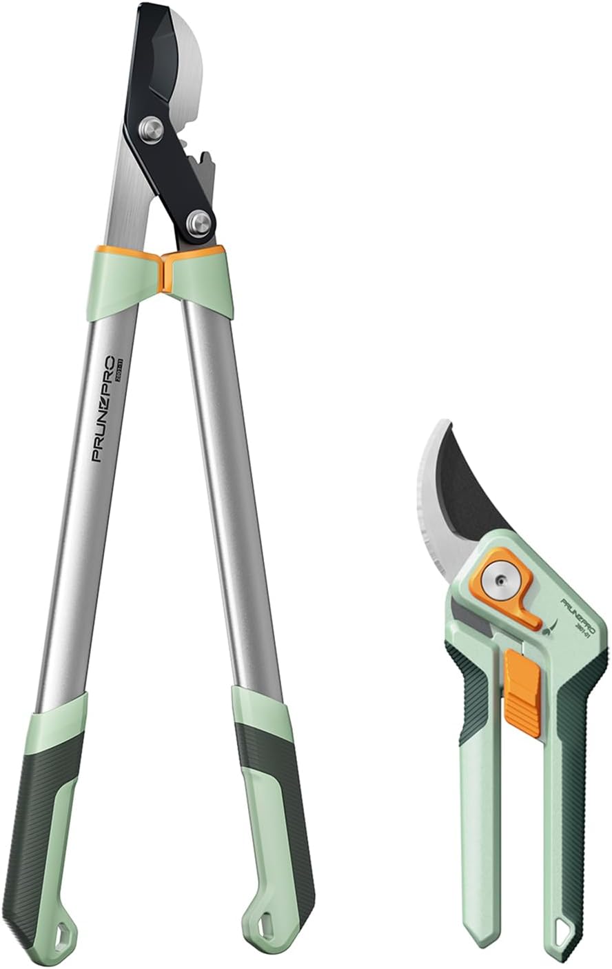 Pruning Shears Loppers Set - Adjustable Bypass Hand Pruner Sharp German Stainless Steel Teflon Coating Garden