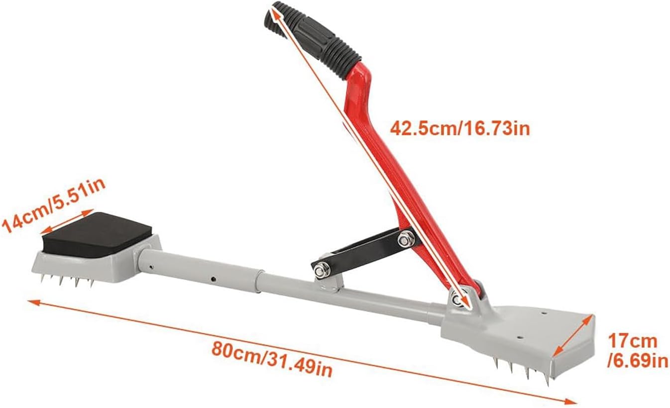 Kneeless Carpet Stretcher Tool - Professional Carpet Stretcher Knee Kicker (80cm) With Soft Rubber Handle & Grippers