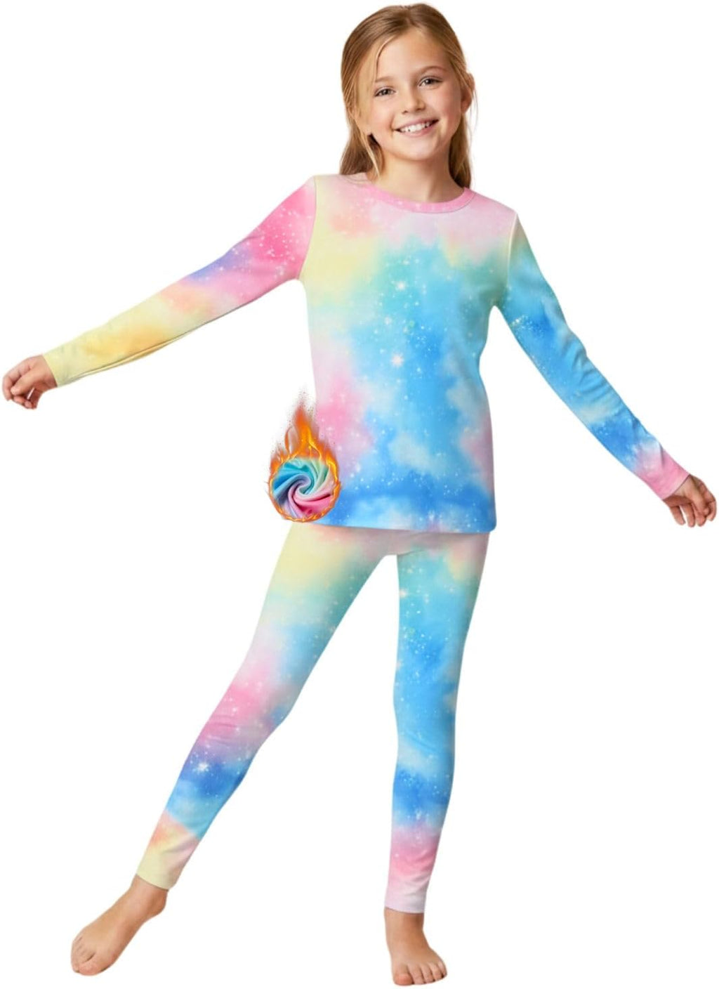 Girls Warm Thermal Underwear Set Kids Winter Base Layer Long Johns Sets for Cold weather/skiing