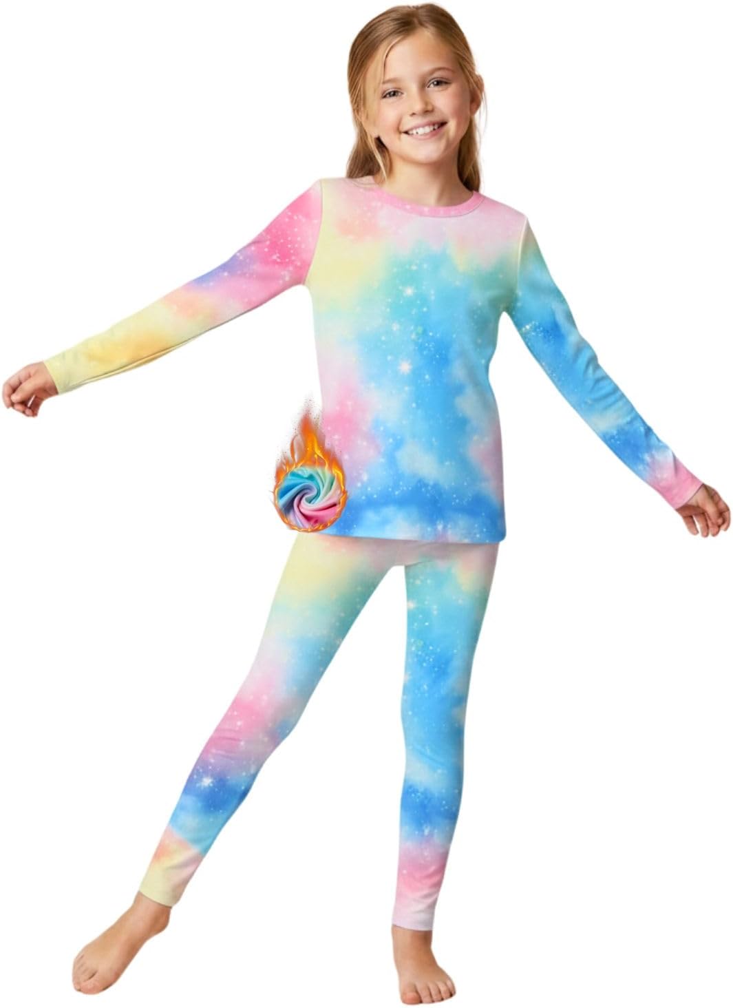 Girls Warm Thermal Underwear Set Kids Winter Base Layer Long Johns Sets for Cold weather/skiing