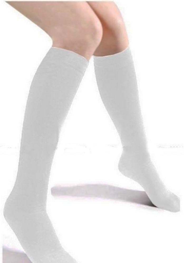 12 Pairs Knee High Uniform School Soccer Socks Womens Girl White Size 6-8 LG Lot 12 Pairs Knee High Socks for Women