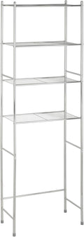 4-Tier Over-The-Toilet Storage Shelf - Space-Saving Steel Bathroom Restroom Organizer with Neutral Chrome Finish