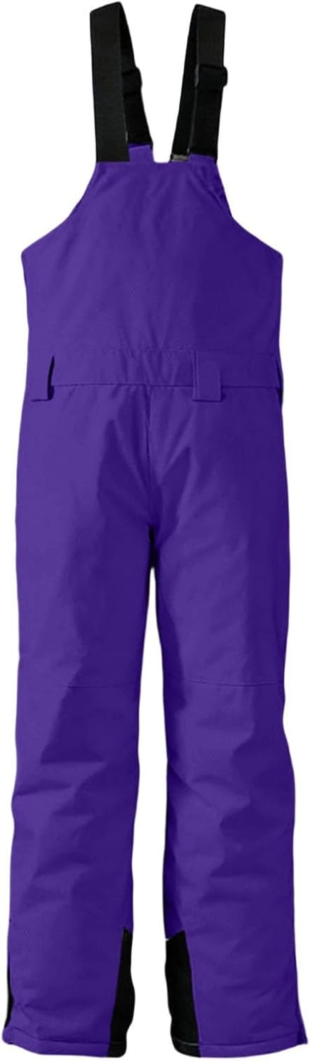 Kids Snow Bibs Boys Girls Waterproof Ski Pants Pockets Insulated Snowboard Overalls Adjustable Strap Winter Snowsuits