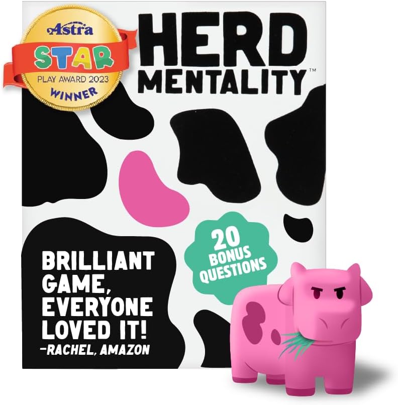 Herd Mentality: Udderly Funny Family Board Game | Easy & Fun for Big Groups of 4-20 Players | Includes 20 Extra