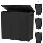 180L Laundry Hamper 3 Section, Large Laundry Basket with Lid
