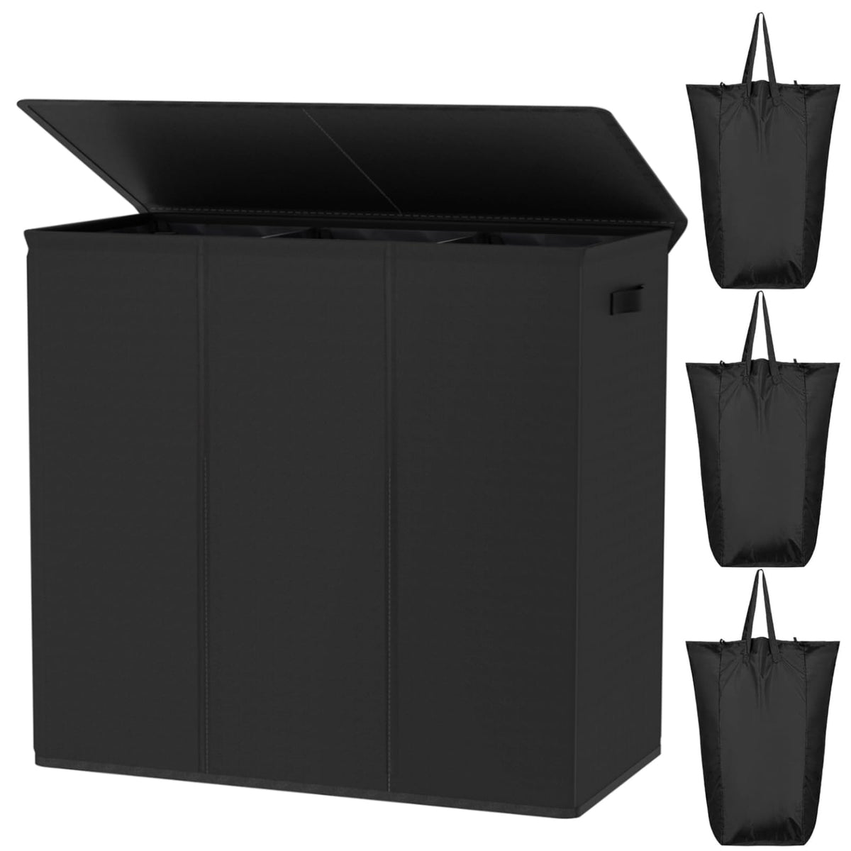 180L Laundry Hamper 3 Section, Large Laundry Basket with Lid