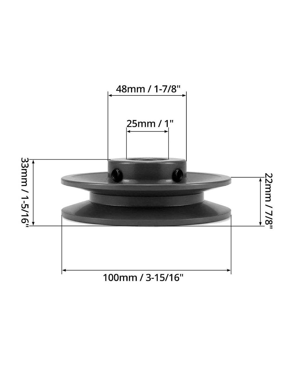QWORK BK401 V-Belt Pulley 1" Bore, Cast Iron Single Groove Web Sheaves, 3.95" Outer Diameter, 6330 RPM, High Wear and Galling Resistance A Belt Section