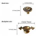 Brass Cabinet Knobs, Vintage Retro Mushroom Drawer Knobs with Backplate, Dresser Pull Handles for