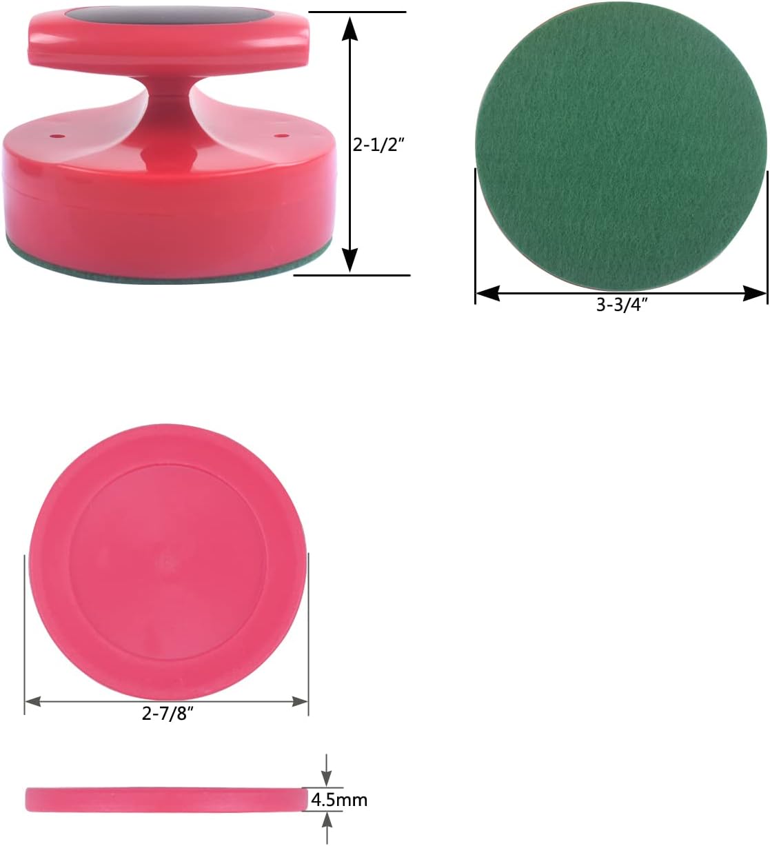 Plastic Air Hockey Strikers/Pushers, 2 PCS 4" Plastic Air Hockey Pushers and 6 PCS 2.875" Pucks Replacement for Game