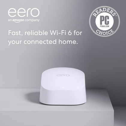 Like-New Amazon eero 6 mesh wifi router - Supports internet plans up to 900 Mbps, Coverage up to 1,500 sq. ft.