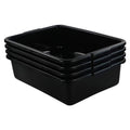 13 L Plastic Bus Box, Commercial Wash Basin Tote Box, 4-Pack, Black