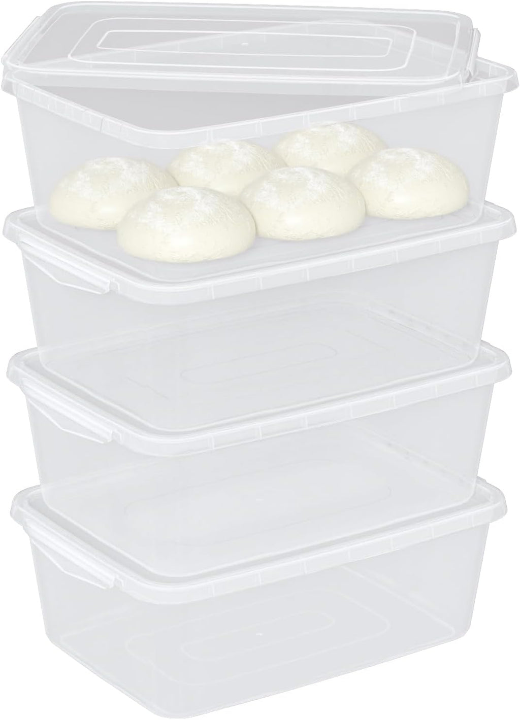 4-Pack 14 L Clear Dough Proofing Box, Food Pizza Storage Container