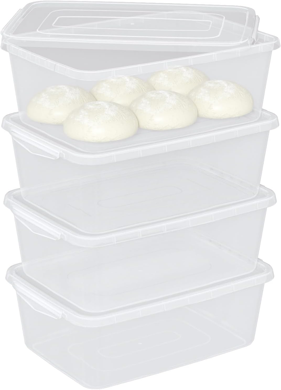 4-Pack 14 L Clear Dough Proofing Box, Food Pizza Storage Container