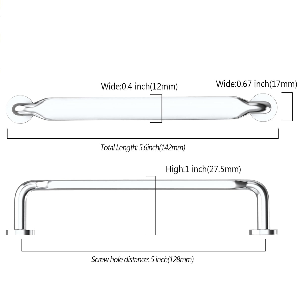 10 Pack 5 inch Polished Chrome Kitchen Cabinet Handles