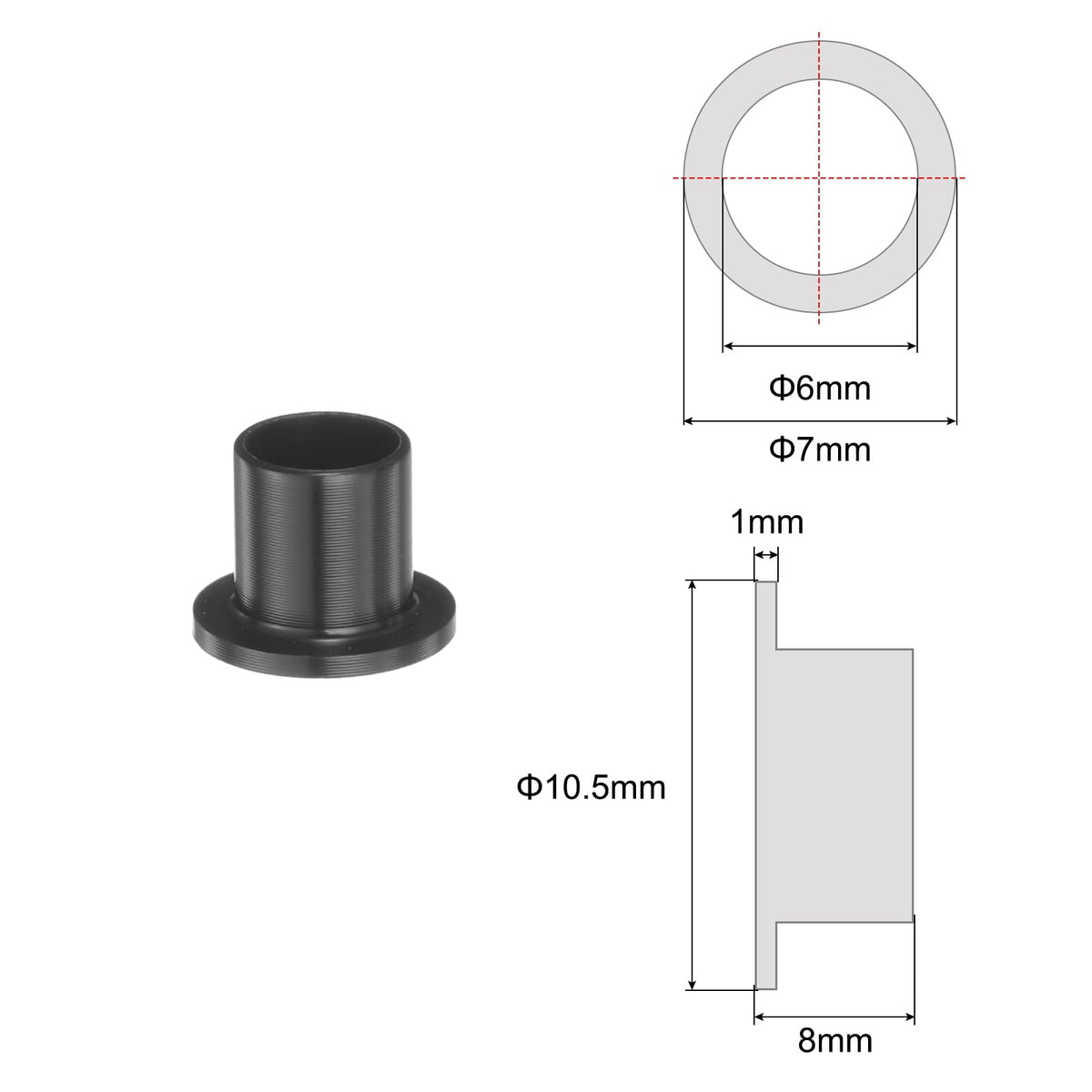 HARFINGTON 8pcs Flanged Sleeve Bearing POM Bushing 6mmBorex7mmODx8mmL