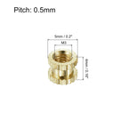uxcell M3 x 4mm(L) x 5mm(OD) Female Thread Brass Knurled Threaded Insert Embedment Nuts, 180Pcs