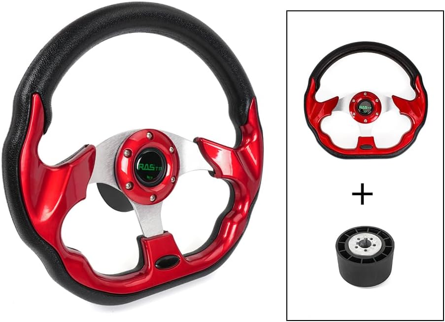 RASTP 12.6 Inch Boat Steering Wheel, Marine Steering Wheel (Style A-Red)