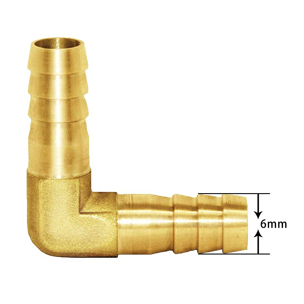 Joywayus 5PCS 1/4" Hose Barb Fitting Brass 90 Degree L Right Angle Elbow