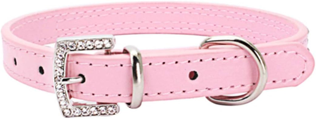 Basic Adjustable Dog Cat Collar Bling Rhinestones Shing Diamonds PU Leather with Rhinestones Buckle (S(Length