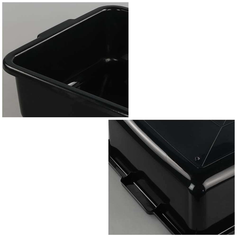 13 L Plastic Bus Box, Commercial Wash Basin Tote Box, 4-Pack, Black