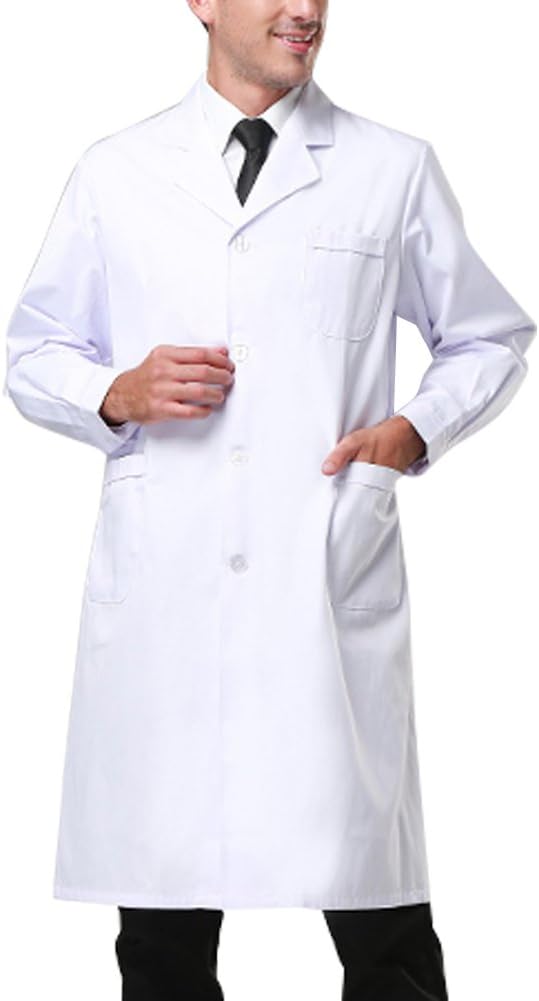 Professional White Long Sleeve Lab Coat Workwear Uniform for Women and Men
