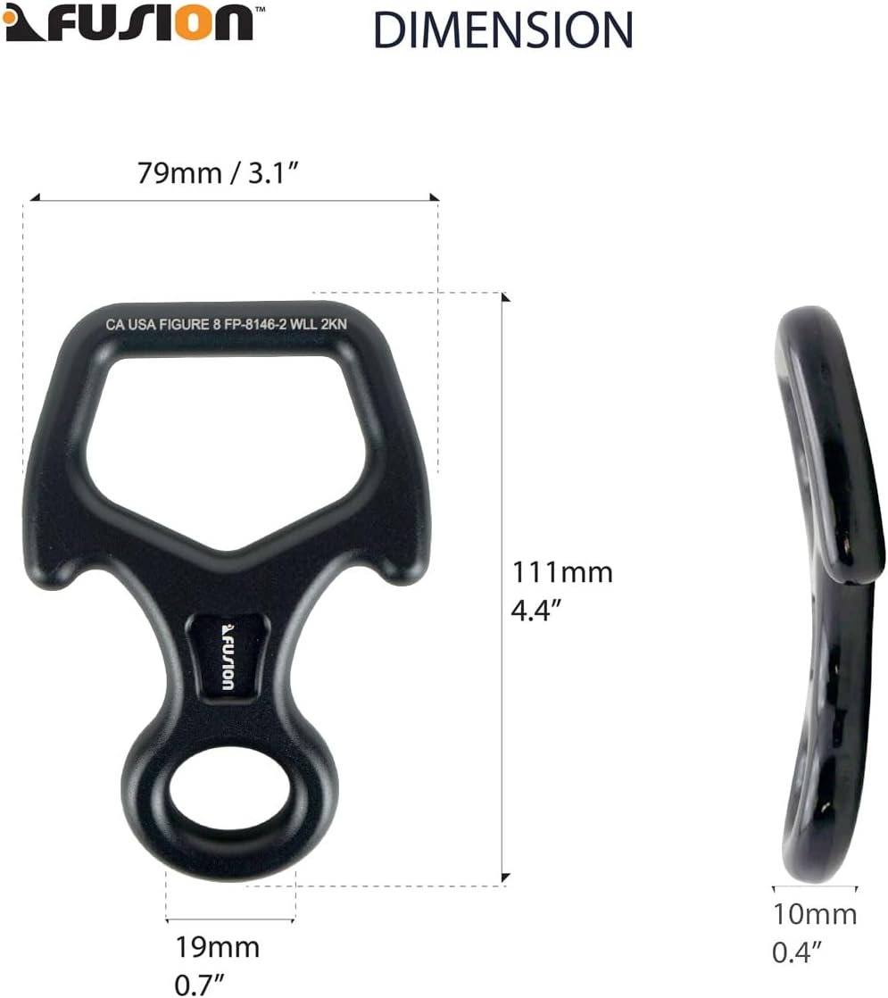 Climb Aluminum Descender Rescue Figure 8 Descender with Ears/Horns Rappelling Gear Belay Device Climbing Skills