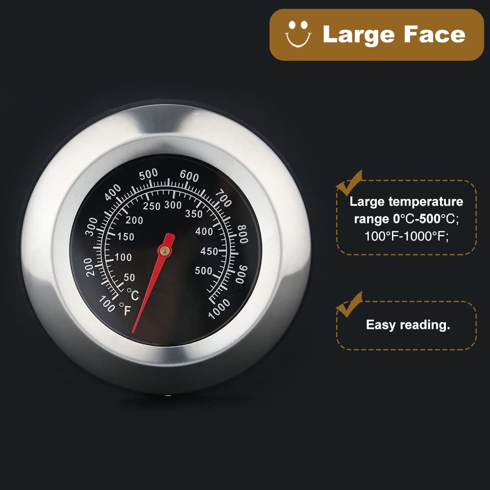 3" Face 1000F Charcoal BBQ Thermometer,1PC Barbecue Temperature Gauge