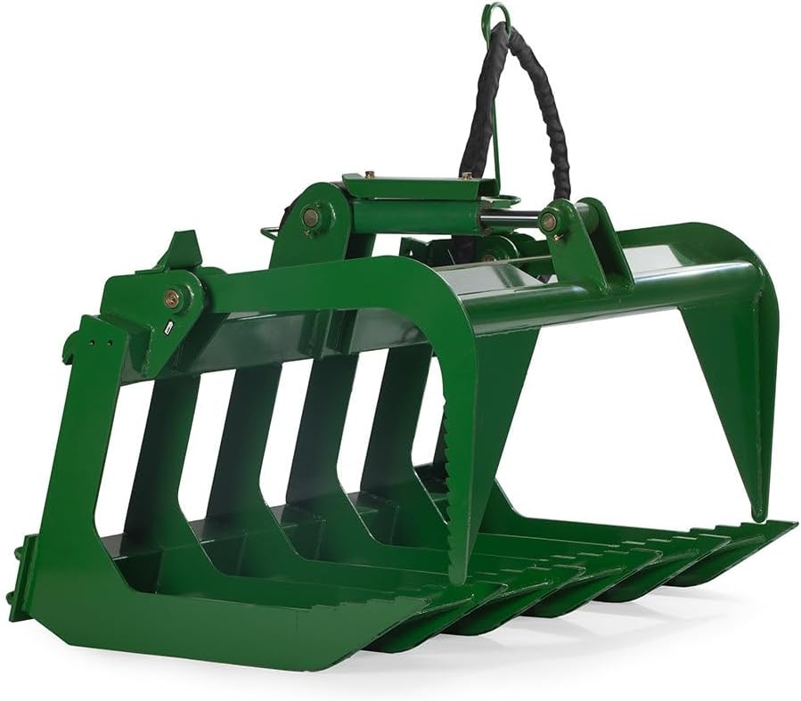 48" Grade 50 Economy Series Root Grapple Bucket Fits John Deere Hook and Pin Connection, Single Cylinder Hydraulic