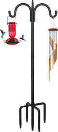 Heavy Duty Shepherds Hook 76" Double Hooks Adjustable (44/60/76") - Alloy Steel 5-Prong Base, 17lb Capacity - Easy