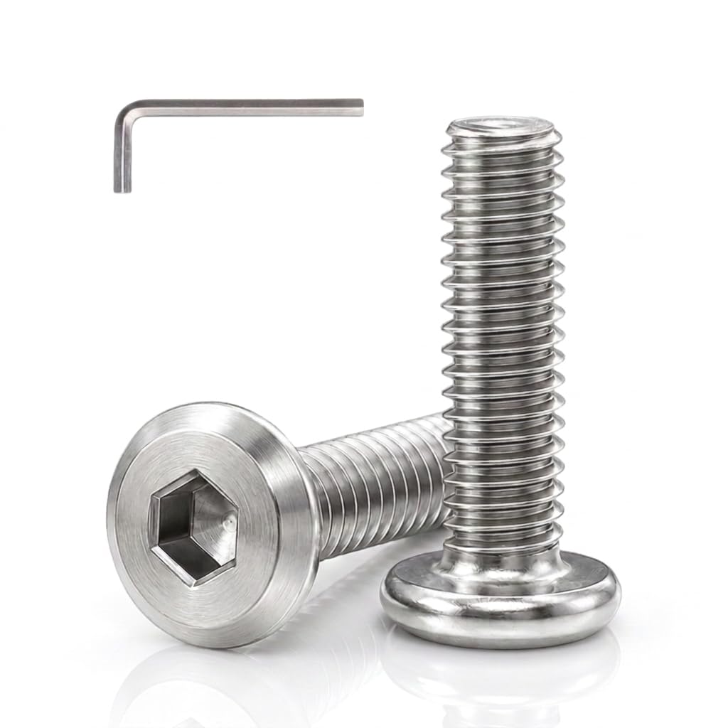 M6 x 20 (20 Pack) Flat Head Hex Socket Cap Screws with Hex Spanner, 304 Stainless Steel 18-8 Bolts, Full Thread for Furniture, Woodworking