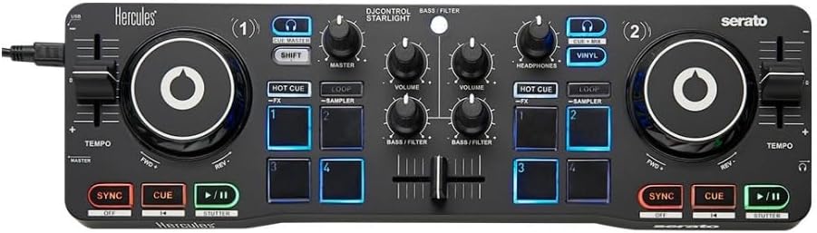 DJControl Starlight | Pocket USB DJ Controller with Serato DJ Lite, Touch-Sensitive Jog Wheels, Built-in Sound Card