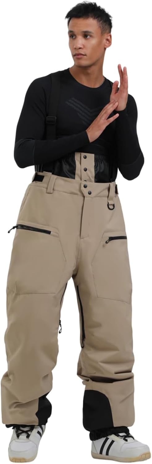Mens Womens Baggy Snowboard Pants Ski Bibs Overalls Waterproof | 100% Polyester, 15K Waterproof, 10K Breathable