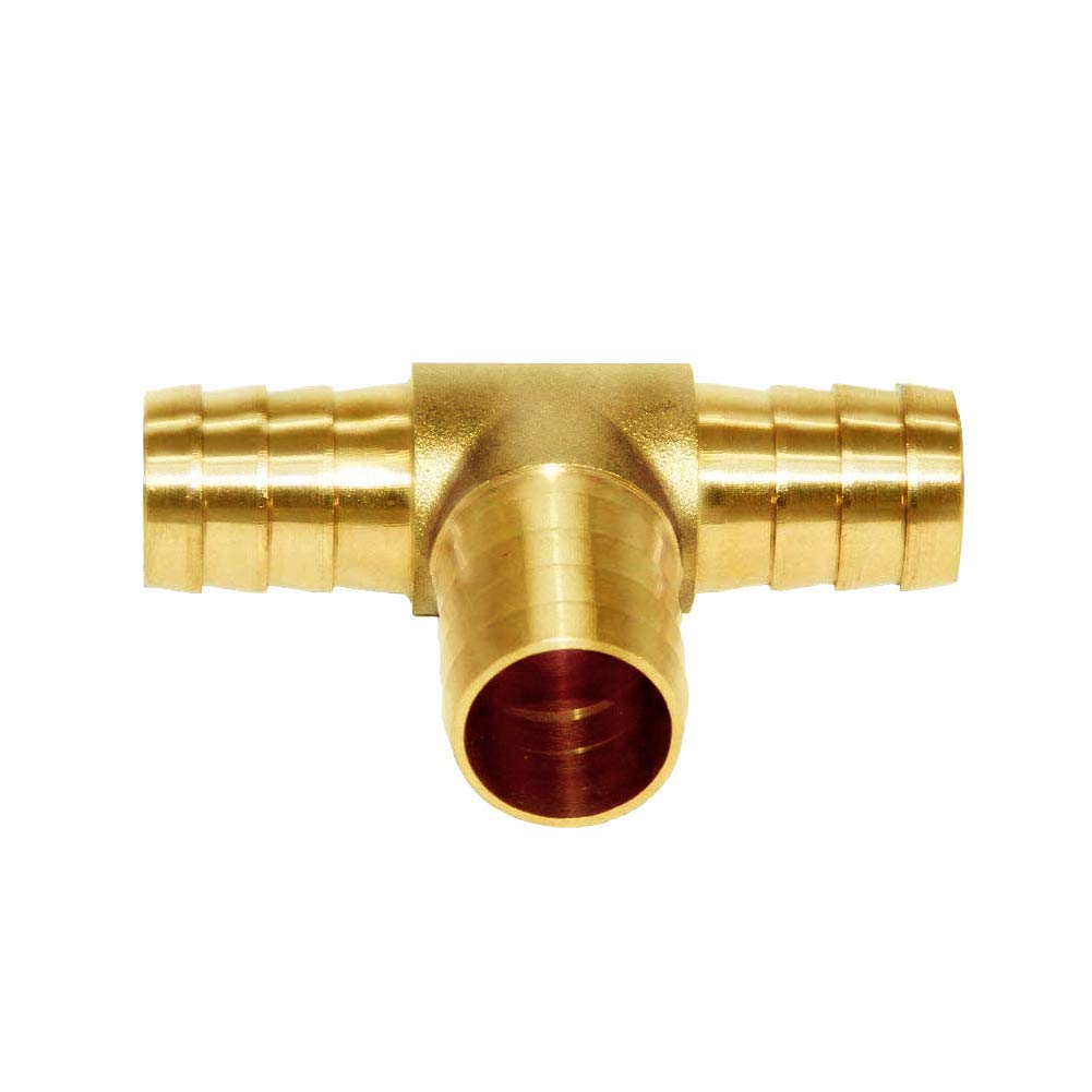 Joywayus 2Pcs 1" Brass Tee Hose Barb Fitting,3 Way Union Splitter
