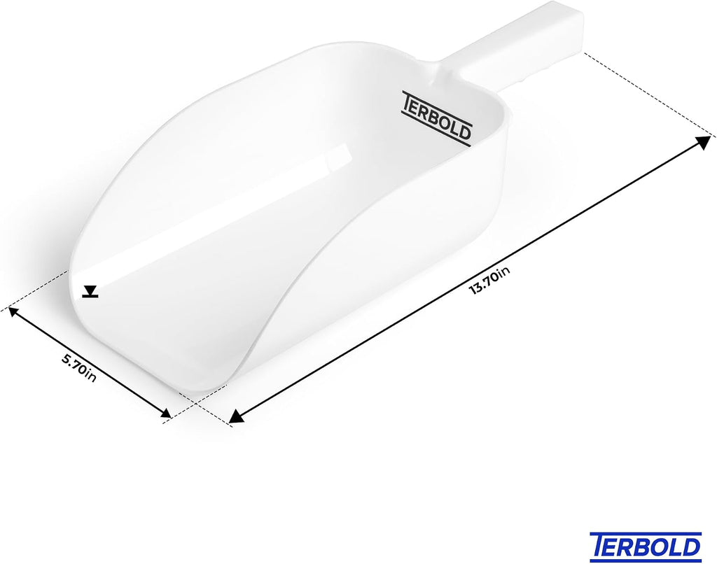 2pk Terbold Plastic Ice Scoop 64oz | Large Utility Plastic Hand Scooper
