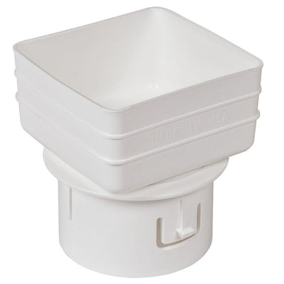 4x4x4 Downspout Adapter (White)