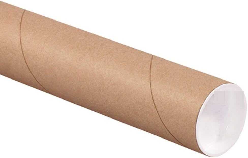 6" x 48" Kraft Heavy-Duty .125" Thick Jumbo Mailing Shipping Tubes with Caps (1)