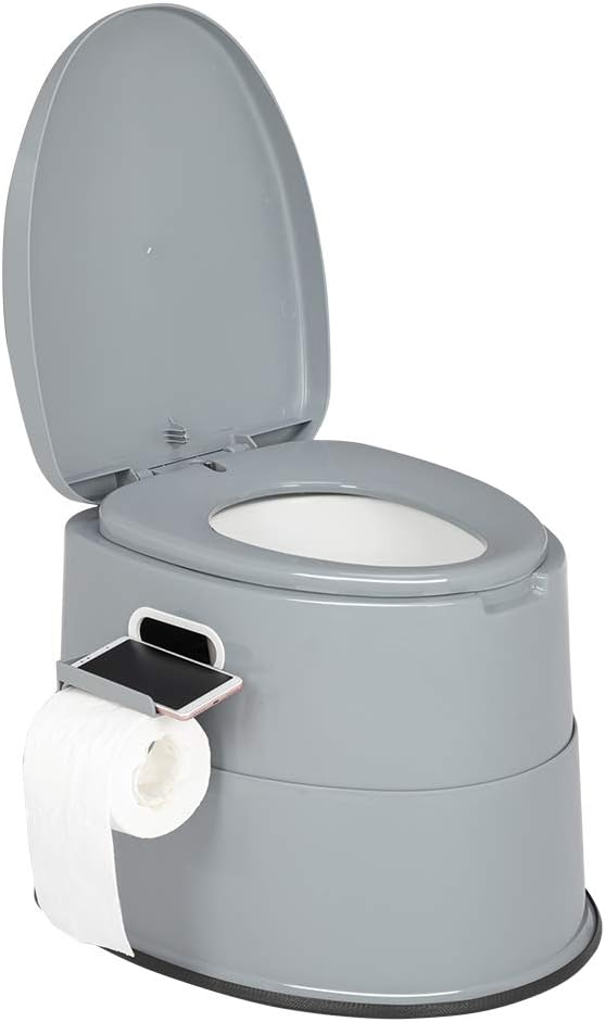 Portable Toilet | Indoor Outdoor Commode w/Detachable Inner Bucket & Removable Paper Holder, Lightweight & Compact