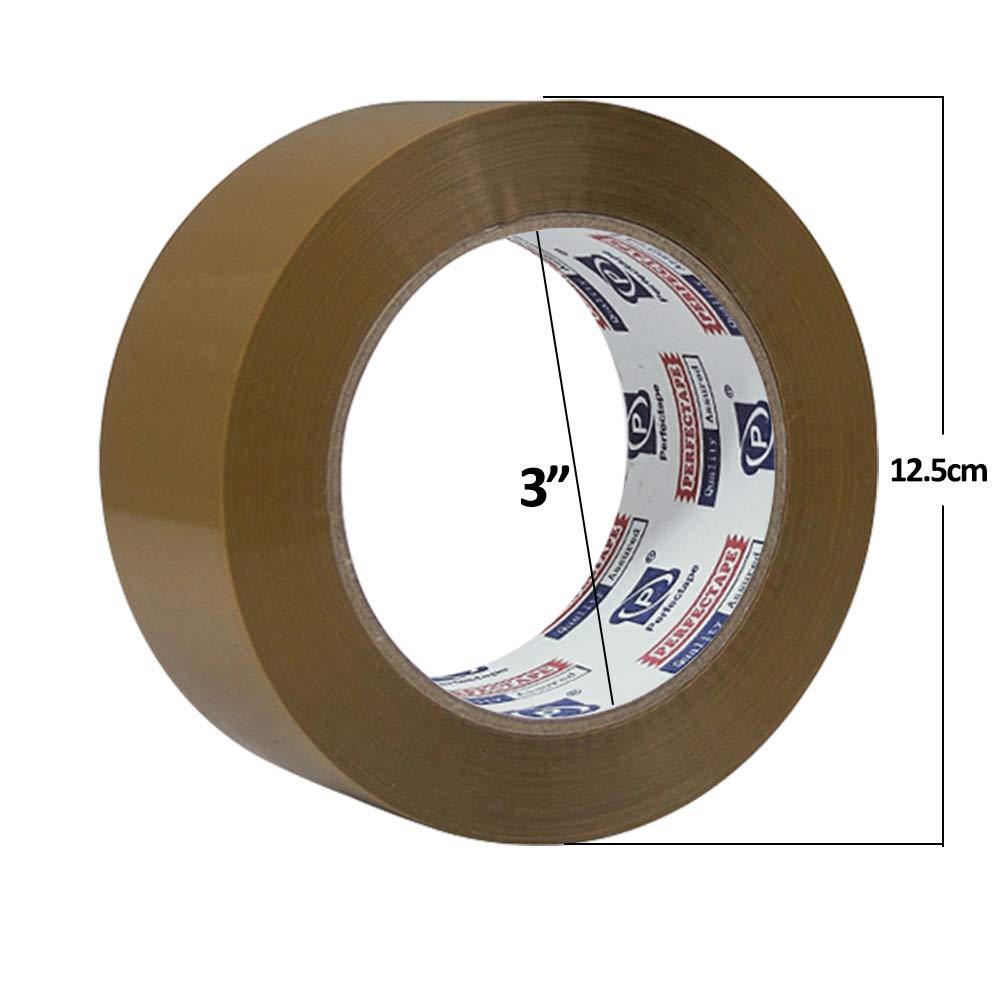 PERFECTAPE Heavy Duty Brown Packing Tape, 1.88 in x 100m, 6 Rolls | Total 600 meters, 2.7 mil, Ultra Strong, Refills