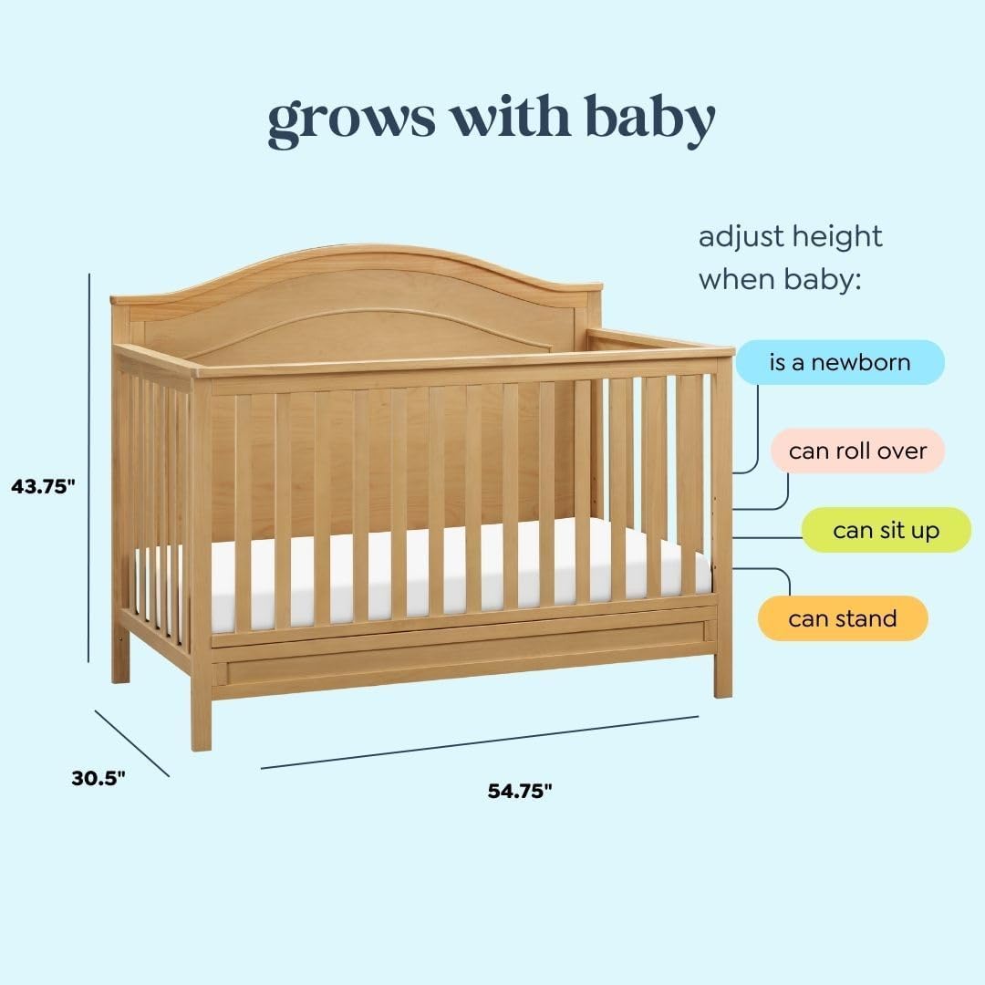 Charlie 4-in-1 Convertible Crib in Honey, Greenguard Gold Certified