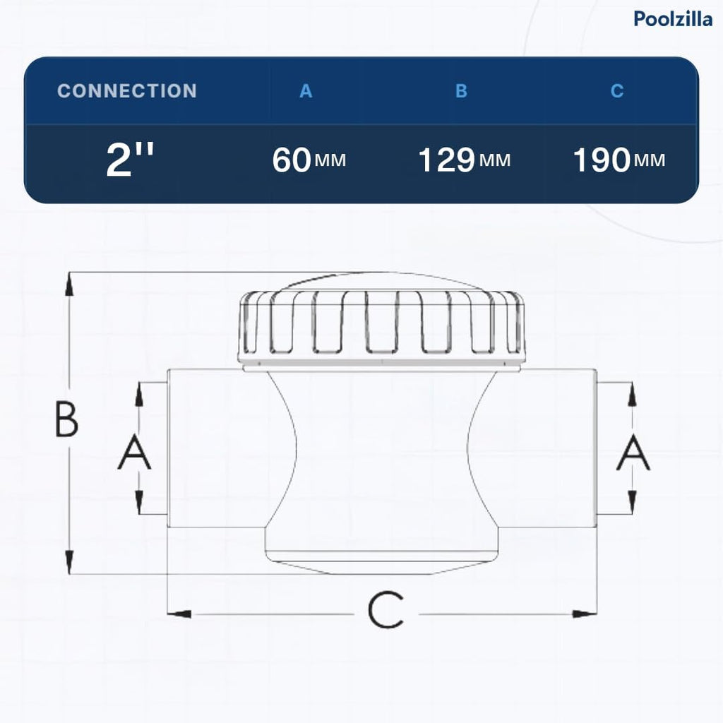 Poolzilla 2’’ Check Valve, Slip 1-Way Water Valve for Pool and Spa Fittings