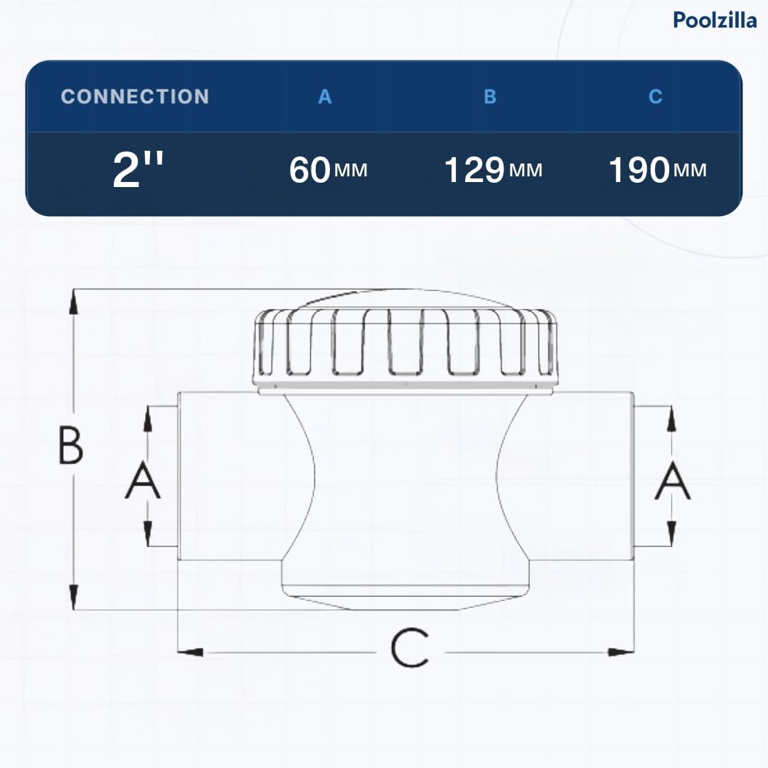 Poolzilla 2’’ Check Valve, Slip 1-Way Water Valve for Pool and Spa Fittings