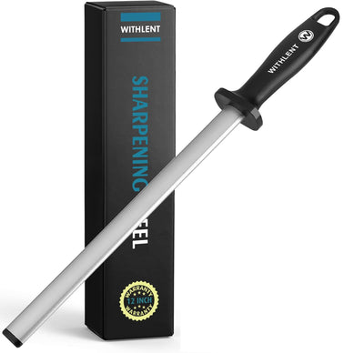 Diamond Sharpening Steel - 12 inch Knife Sharpener for Master Chef, Ideal for Kitchen Knife, Cooking Knife, Butchers