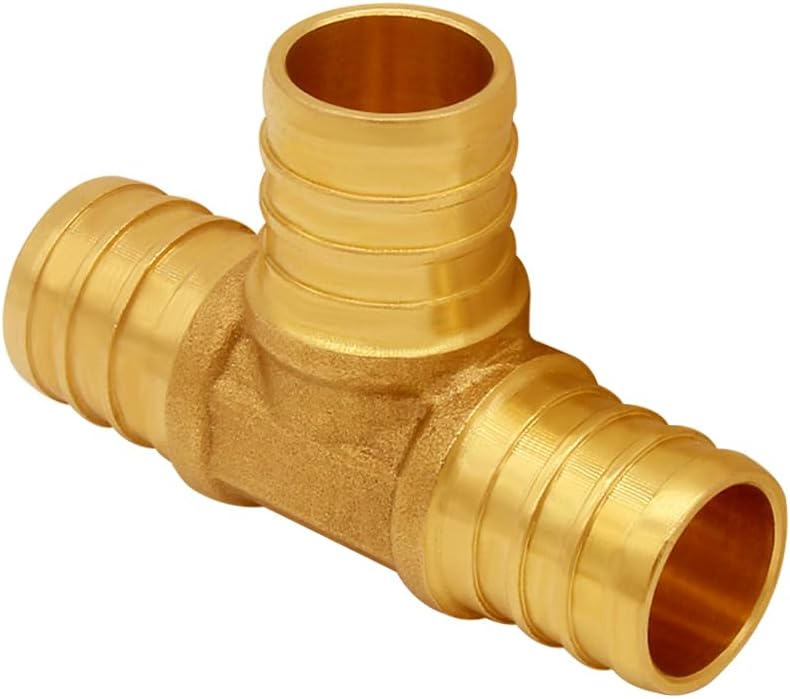 Uenede Brass 3/4 Inch PEX Tee Coupling, 10PCS