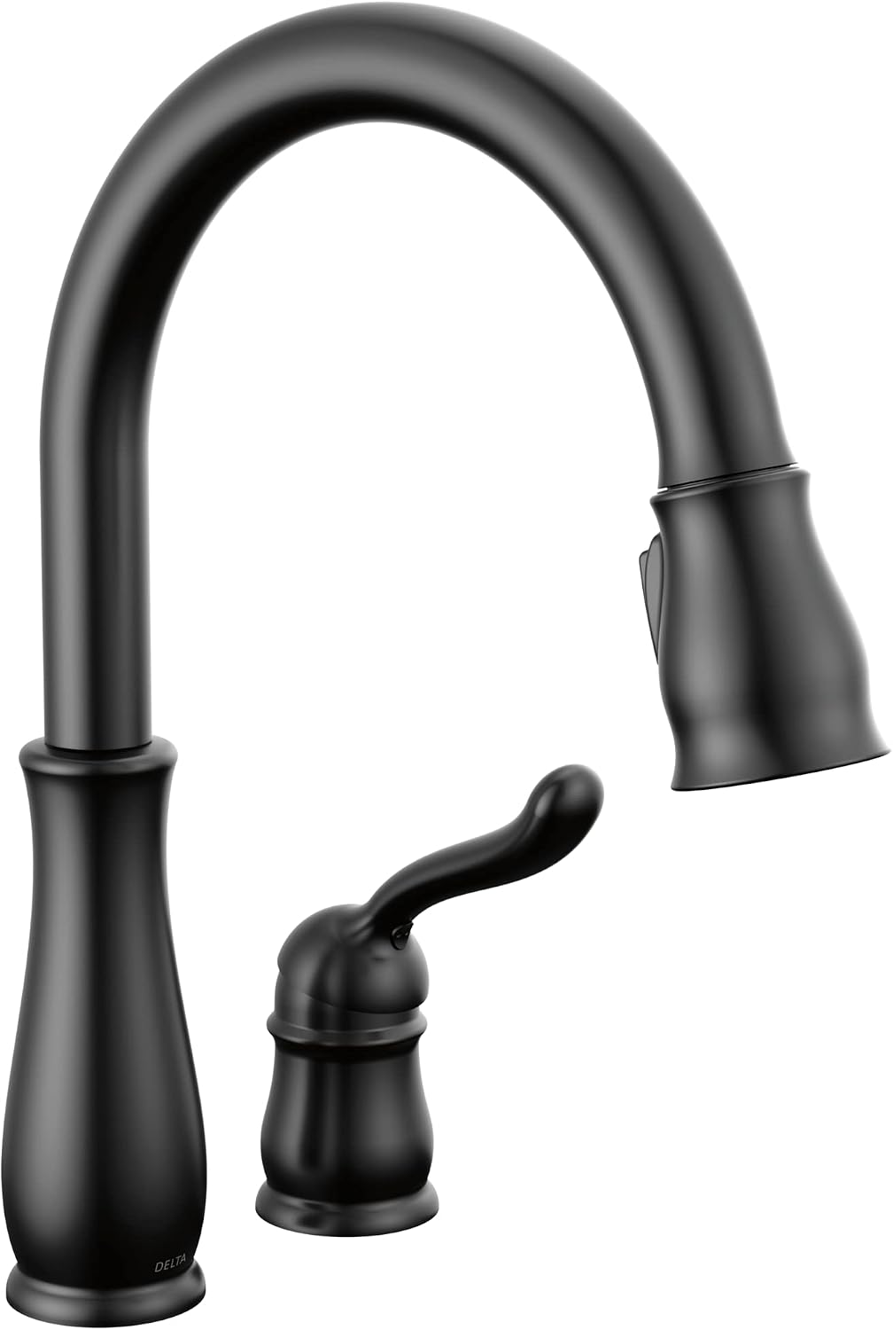 Leland Matte Black Kitchen Faucet with Pull Down Sprayer, Traditional Single Hole Kitchen Sink Faucet, Single Handle