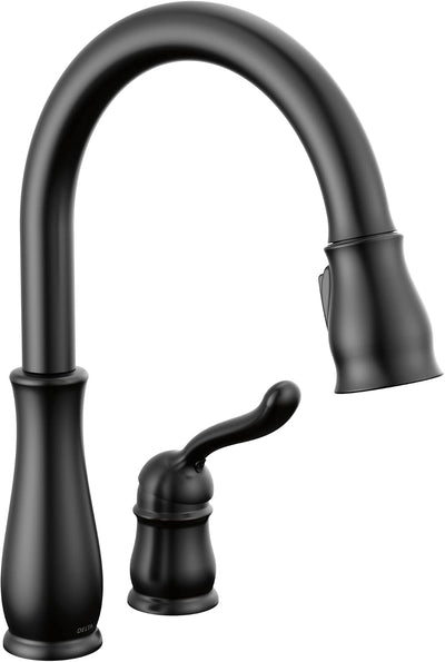 Leland Matte Black Kitchen Faucet with Pull Down Sprayer, Traditional Single Hole Kitchen Sink Faucet, Single Handle